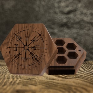 Vegvisir Engraved Dice Box, 2 in 1, Nordic, Viking Dice Box, Dnd, Rpg, Ttrpg, for Cnc, Laser Cnc, 3D Printer, DXF, SVG, STL Formats