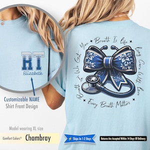Camiseta personalizada para terapeuta respiratório, camiseta para profissional de saúde, camiseta para terapia pulmonar médica, camiseta para técnico hospitalar, presente de formatura em radiologia