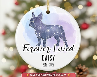 Personalized French Bulldog Memorial Ornament, Frenchie Pet Loss Sympathy Ornament, Custom Dog Memorial Gift, Remembrance Christmas Gift
