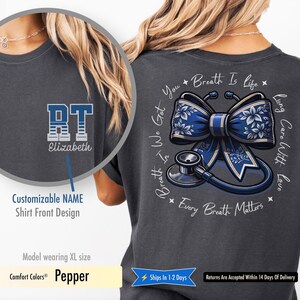 Camiseta personalizada para terapeuta respiratório, camiseta para profissional de saúde, camiseta para terapia pulmonar médica, camiseta para técnico hospitalar, presente de formatura em radiologia