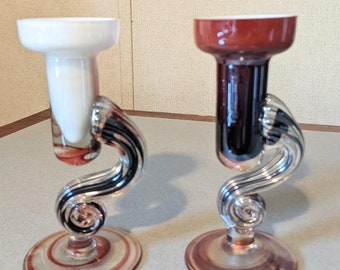 Hand blown glass candle holders