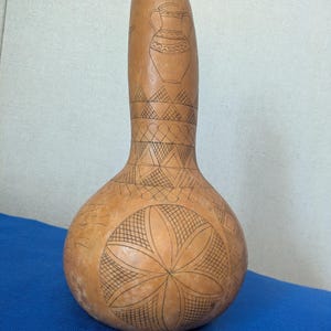 Vintage hand carved gourd