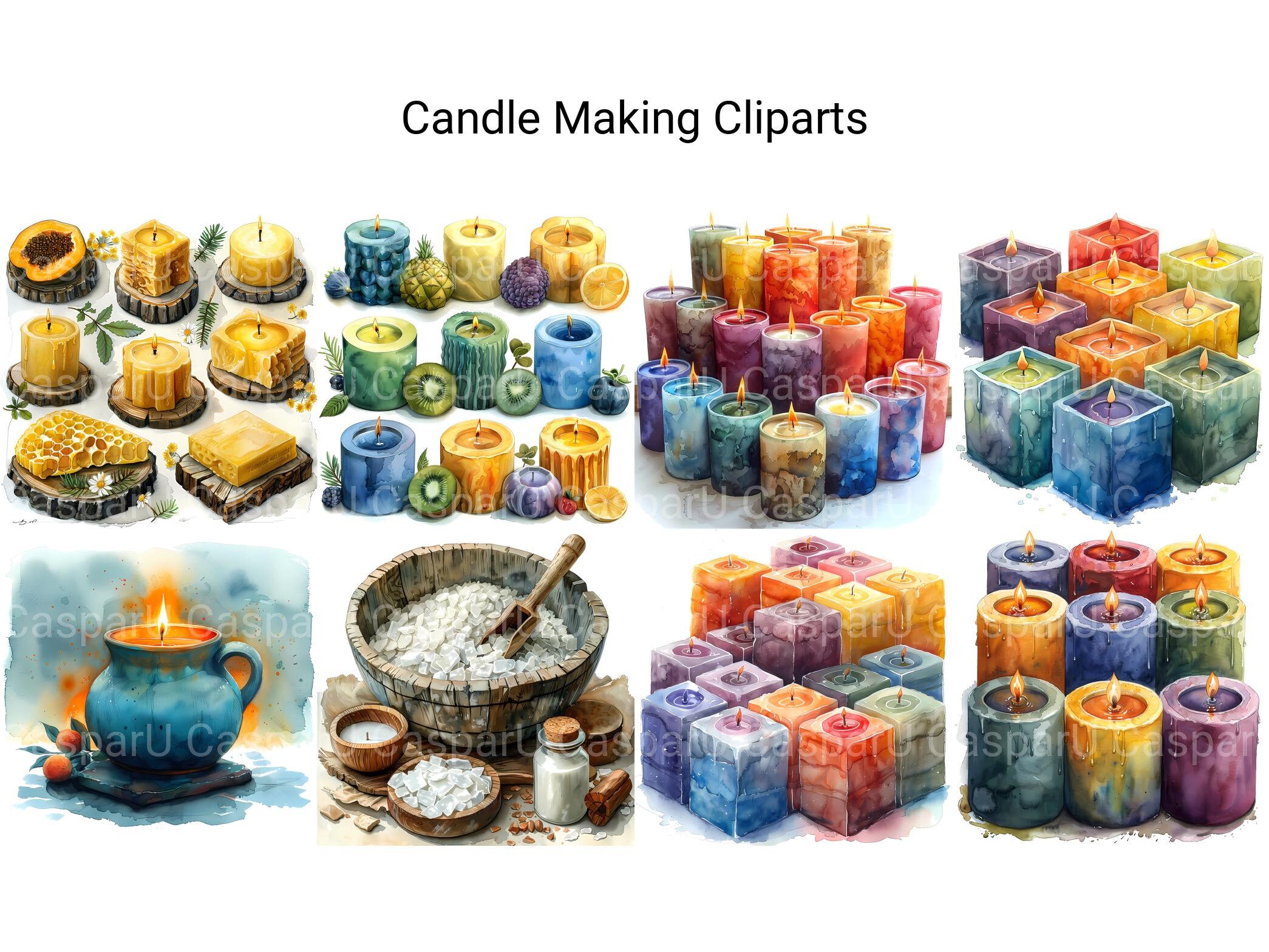 Candle Making Clipart Bundle - 73 Watercolor Hobby and Craft Pngs ...