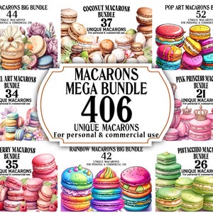 Macaron Mega Bundle – 406 Macarons als Aquarell-PNGs – Ultimative Macarons-ClipArt-Sammlung für Dekoration, DIY-Scrapbooking, Einladungen