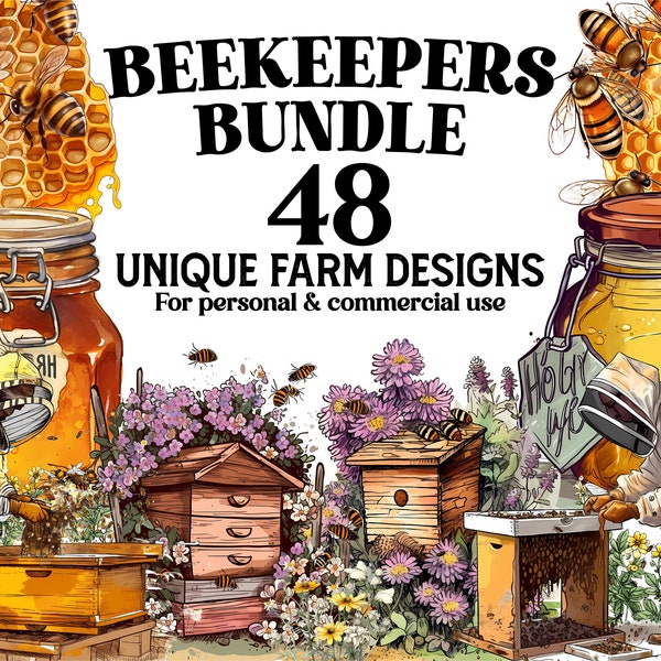 Beekeeper Farm Clipart Big Bundle - 48 Beekeepers PNGs - Digital Download for Beekeeper Farmers Decor, Tumbler Wraps, DIY Projects