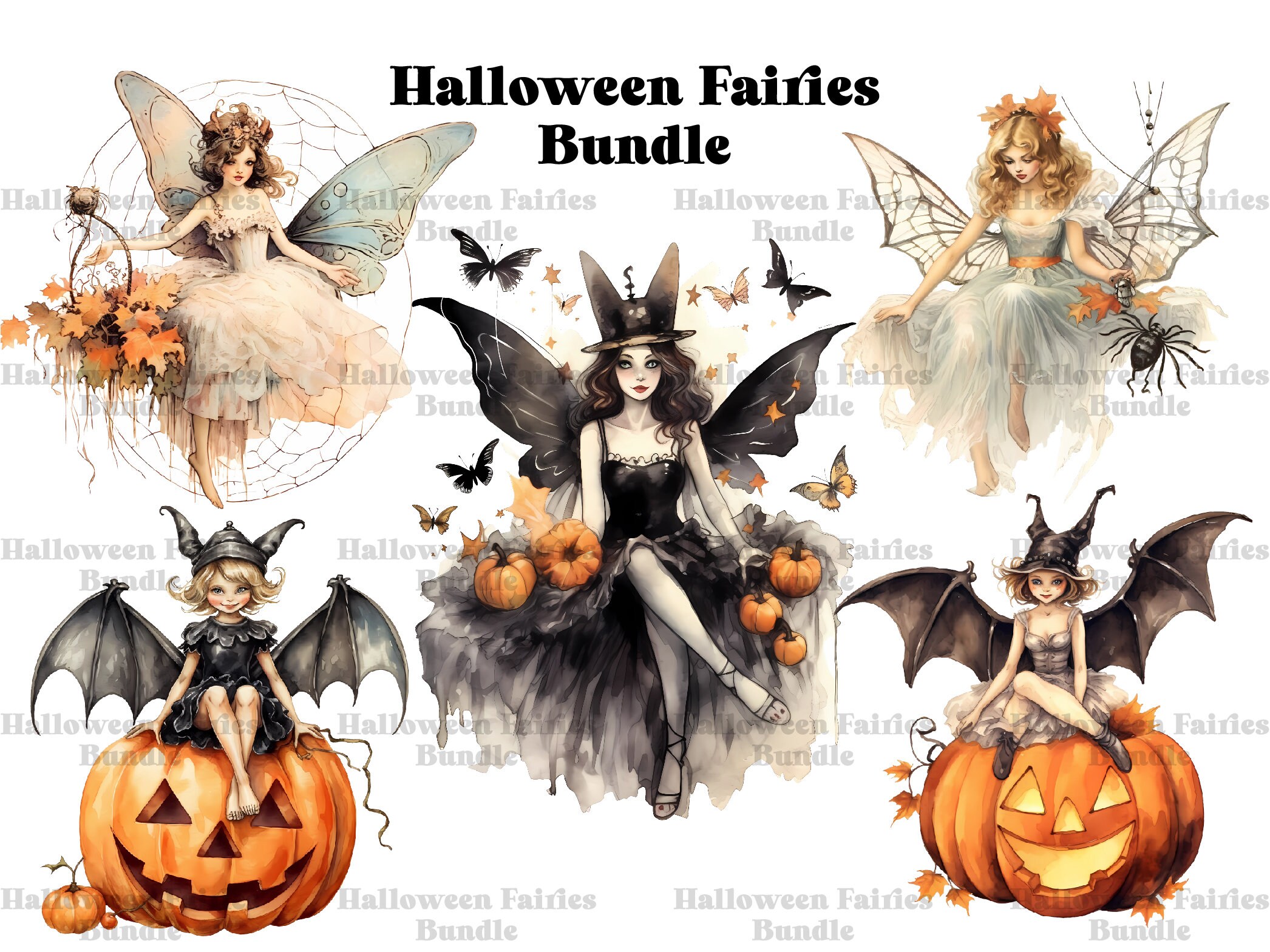 Halloween Fairy Clipart Bundle 13 Fairies PNG Digital - Etsy