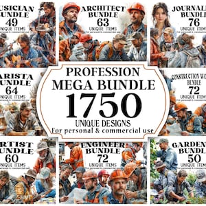 MEGA Beroep Clipart Bundel -1750 Aquarelwerk PNGs - Digitale tekeningen & illustraties - Taakontwerpen en afbeeldingen