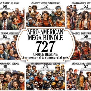 MEGA Afro-American Clipart Bundle - 727 Black Woman and Man Clipart - Ultimate Clip Art Collection for Decor, DIY - Black Girl Clipart