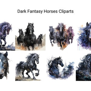 Dark Fantasy Horses Clipart Bundle - 41 Farming Horses Pngs - Digital ...