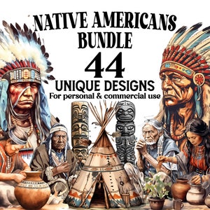 Native Americans Clipart Big Bundle - 44 Watercolor Native Americans PNGs - Digital Download for Decor, Baby Shower Invitations, DYI Project