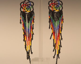 Beaded Rainbow Swirl Earrings #3