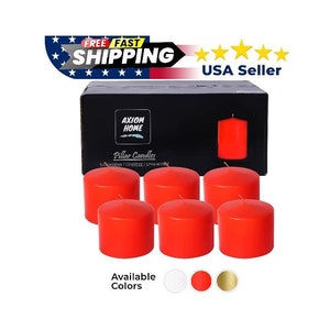 Pack of 6 Unscented Pillar Candles, Long 51 Hours Burning time - 100% Natural Wax Smokeless Candles