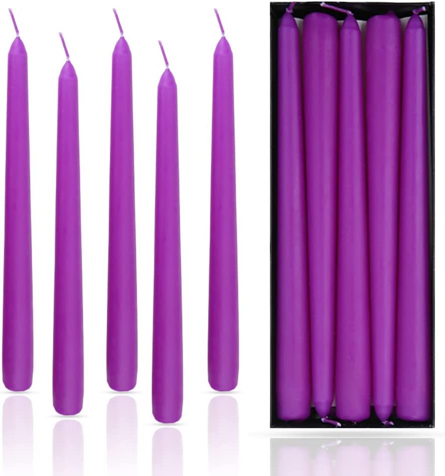 Pack of 10 Unscented Taper Candles9.84 Inch Tall Thicker 9 Hrs Burning