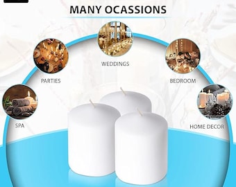 Single White Pillar Candle 3.15x4 Inch | Unscented, Smokeless Paraffin Wax | Classic Wedding Decor, Minimalist Home Centerpiece