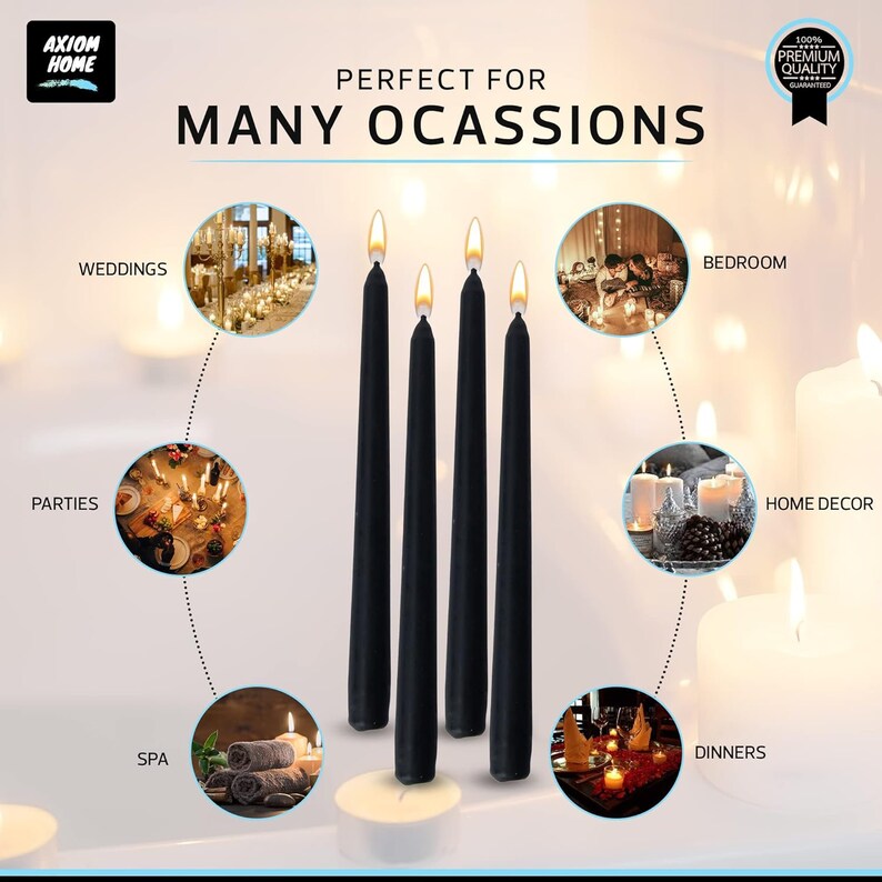 Pack of 10 Unscented Taper Candles9.84 Inches Tall Thicker 9 Hrs