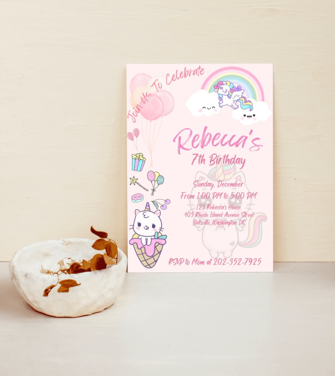 Digital Birthday Invitation Card Customizable Birthday Etsy