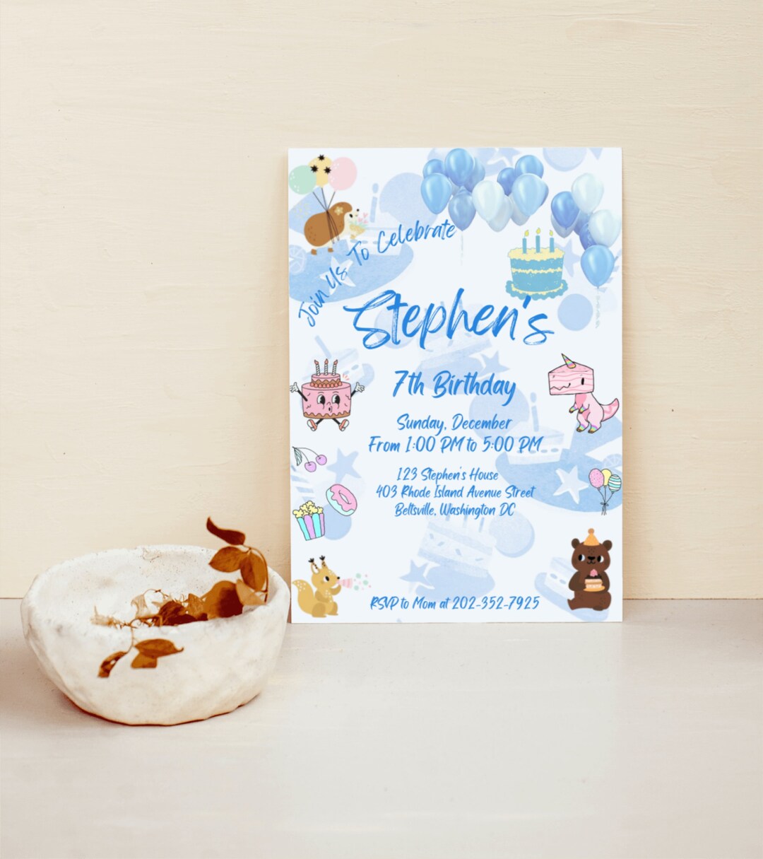 Digital Birthday Invitation Card Customizable Birthday Etsy