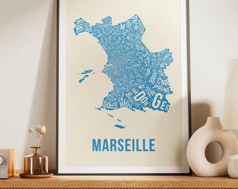 Affiche de Marseille, Poster de la Ville de Marseille, Carte de Marseille