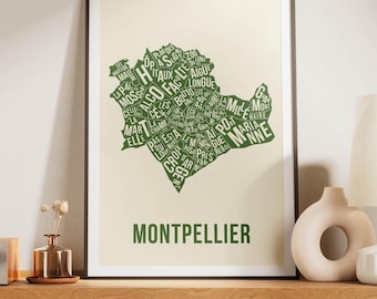 Affiche de Montpellier, Poster de la Ville de Montpellier, Carte de Montpellier