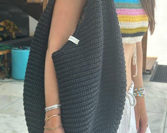 Handmade Crochet Raffia Hobo Bag, Slouchy Crescent Shoulder Bag