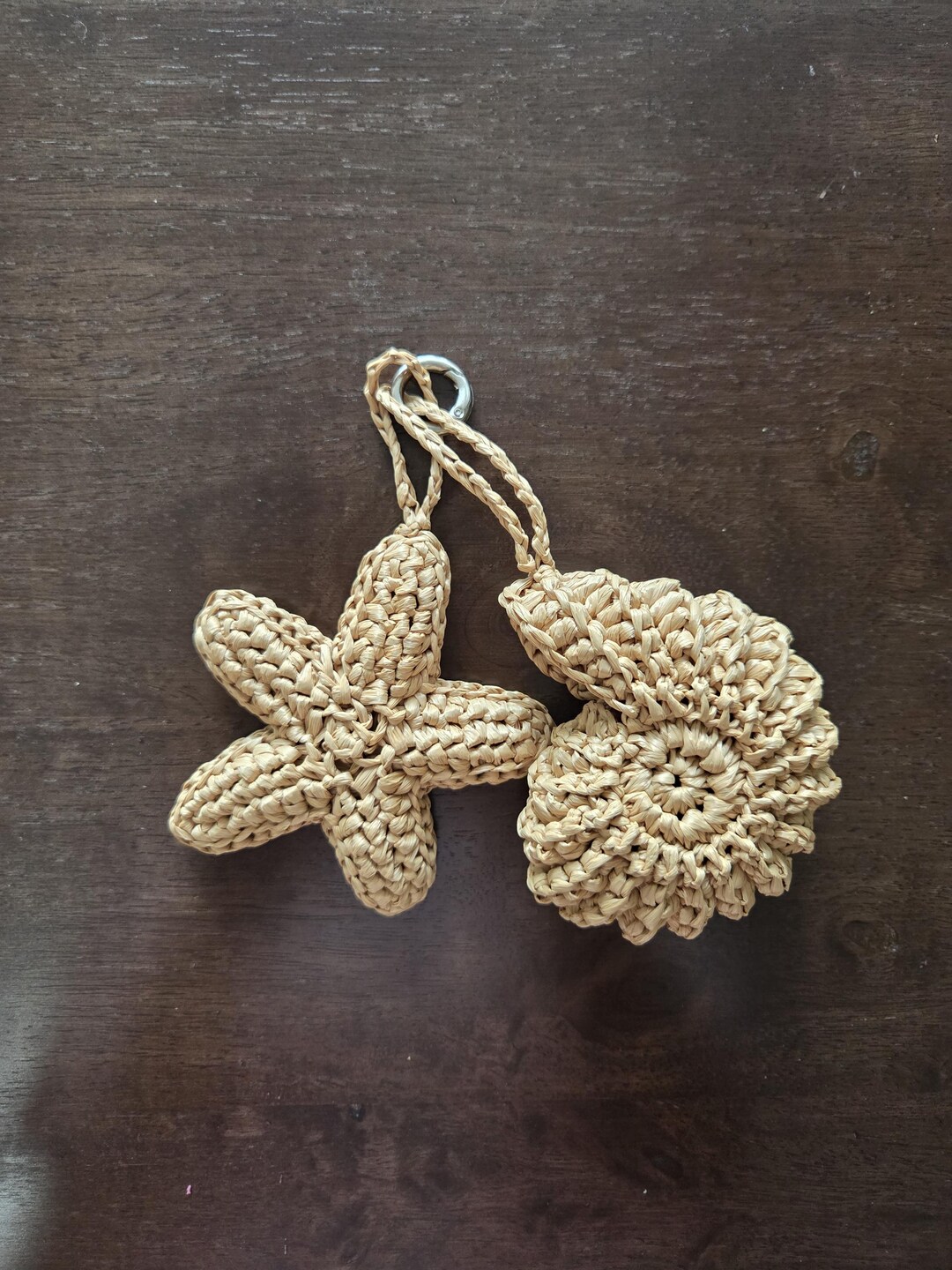 Raffia Keychains Crochet Raffia Seashell Keychain Set – Ocean-themed Bag Charm (shell ...