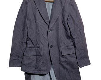 Yohji Yamamoto + Noir Indigo Denim Jacket Distressed