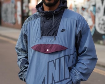 Nike vintage jaren 90 swoosh anorak jacks met 1/4 rits en capuchon