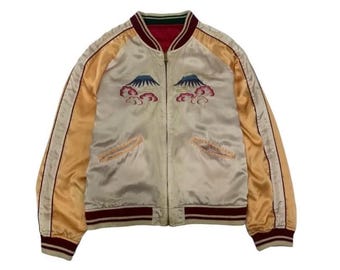 90s Houston Sukajan Japan Souvenir Jacket Dragon Embroidery - Etsy