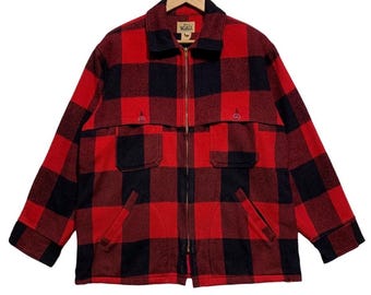 Chaqueta Woolrich Mackinaw Tartans de los años 60, roja y negra, talla 44 (EE. UU.)