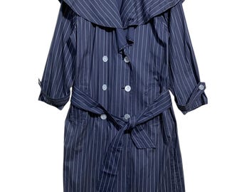 Yohji Yamamoto Stripes Trench Coats Double Breast Navy