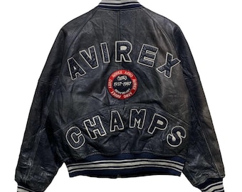 Seltene Vintage Avirex Champs Varsity Jacke aus Leder Gr.S