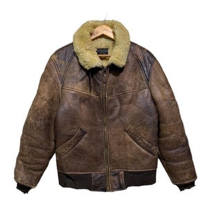 アーミーエアフォース ブラウンレザーボンバージャケット　B-6 ゴールデンベアー Golden Bear レザージャケット 70s 白タグ USA製 本革 短丈 ゴールデン