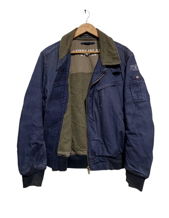 Stone Island, Vintage Stone Island Denim Bomber Jacket A/W08 Distressed
