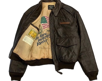 L.L. BEAN Type A2 Vintage 80s Dark Brown Distressed Leather
