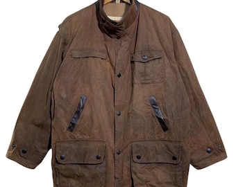 Vintage 1980s Barbour Wax Jacket / Fall Outerwear / Leather Coat