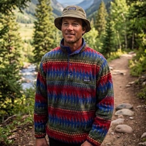 Vintage Patagonia 1996 Synchilla Minnehaha Flame Native Snap T USA