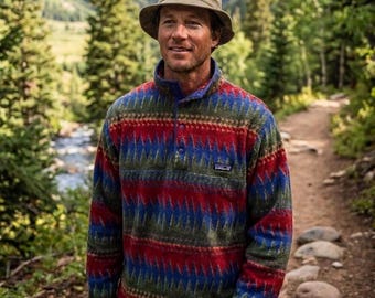 Vintage Patagonia 1996 Synchilla Minnehaha Flame Native Snap T USA