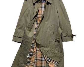 Vintage Burberrys Novacheck Trench Coat Olive SIZE S