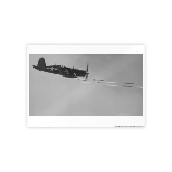 Vought F4U Corsair Firing Rockets World War II Aircraft Matte Wall Art Picture Print 3 Sizes Available 24x36 18x24 12x18