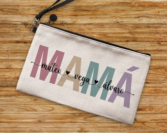 Neceser Personalizado para Mamá con Los Nombres De Los Hijos | con Letras Coloridas | Regalo Día De La Madre | Bolsa De Aseos