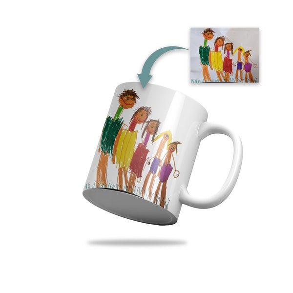 Taza Personalizada con Dibujo Infantil, Taza De Cerámica Personalizada Con El Dibujo De Tu Hijo, Arte Infantil, Regalo Único Para Padres