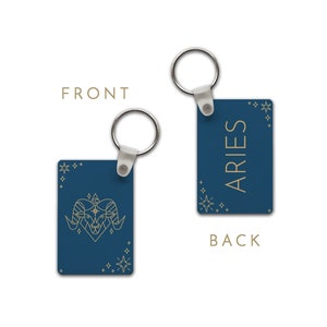 Personalized Keychain 12 Zodiac Signs Wooden Zodiac Horoscope Constellations Style - 2 Colors Available. Unique Astrology Gift