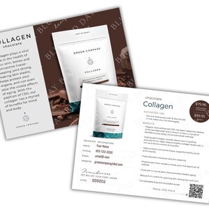 Green Compass l Chocolate Collagen Info Cards l Tip Cards l Personalized