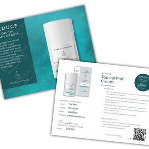 Green Compass l Reduce Topical Cream Info Cards l Tip Cards l Personalized l Digital Download ONLY