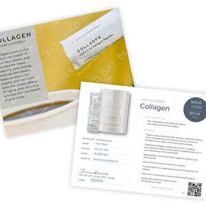 Green Compass l Unflavored Collagen Info Cards l Tip Cards l Personalized l Digital Download ONLY