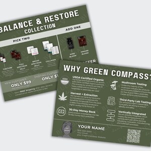 Green Compass l Balance and Restore Info Cards l Tip Cards l Personalized