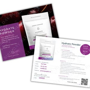 Green Compass l Hydrate Powder Info Cards l Tip Cards l Personalized l Digital Download Option