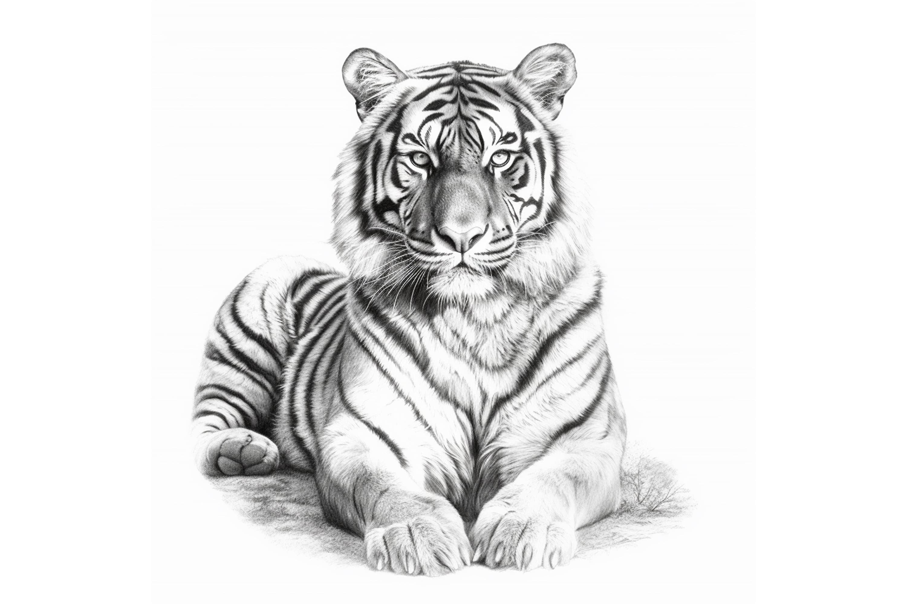 Tiger Wall Art Pencil Sketch Etsy