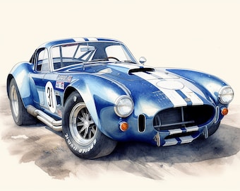 Car Illustration: Classic Cobra Replica -- Vintage Pencil Sketch Concept Art