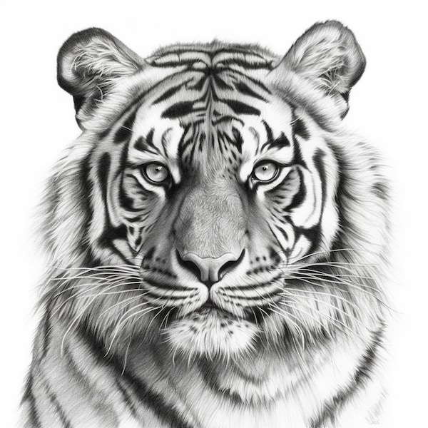 Tiger Wall Art Pencil Sketch